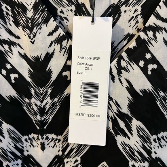 $209 PARKER Arcus Black & White Chiffon Blouse Layered Hem Size Large Brand New - Picture 4 of 6